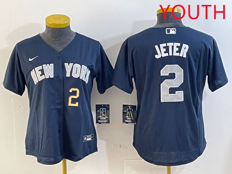 Youth New York Yankees 2 Jeter Blue Game 2025 Nike MLB Jersey style 4